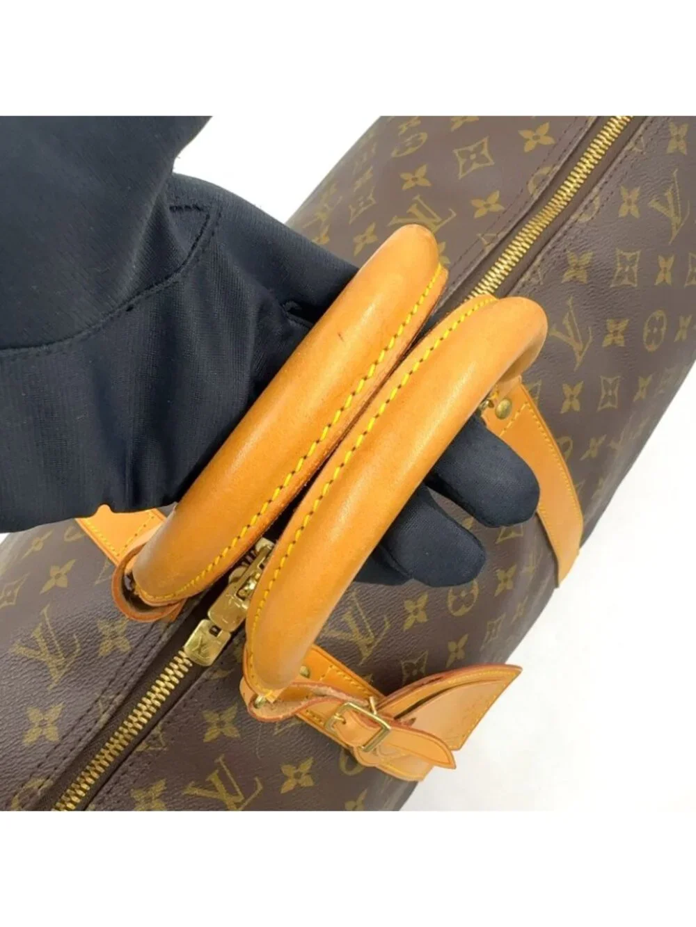 Louis Vuitton Keepall Bandouliere 50 Monogram Leather Brown Boston Bag Gold - Picture 6 of 15